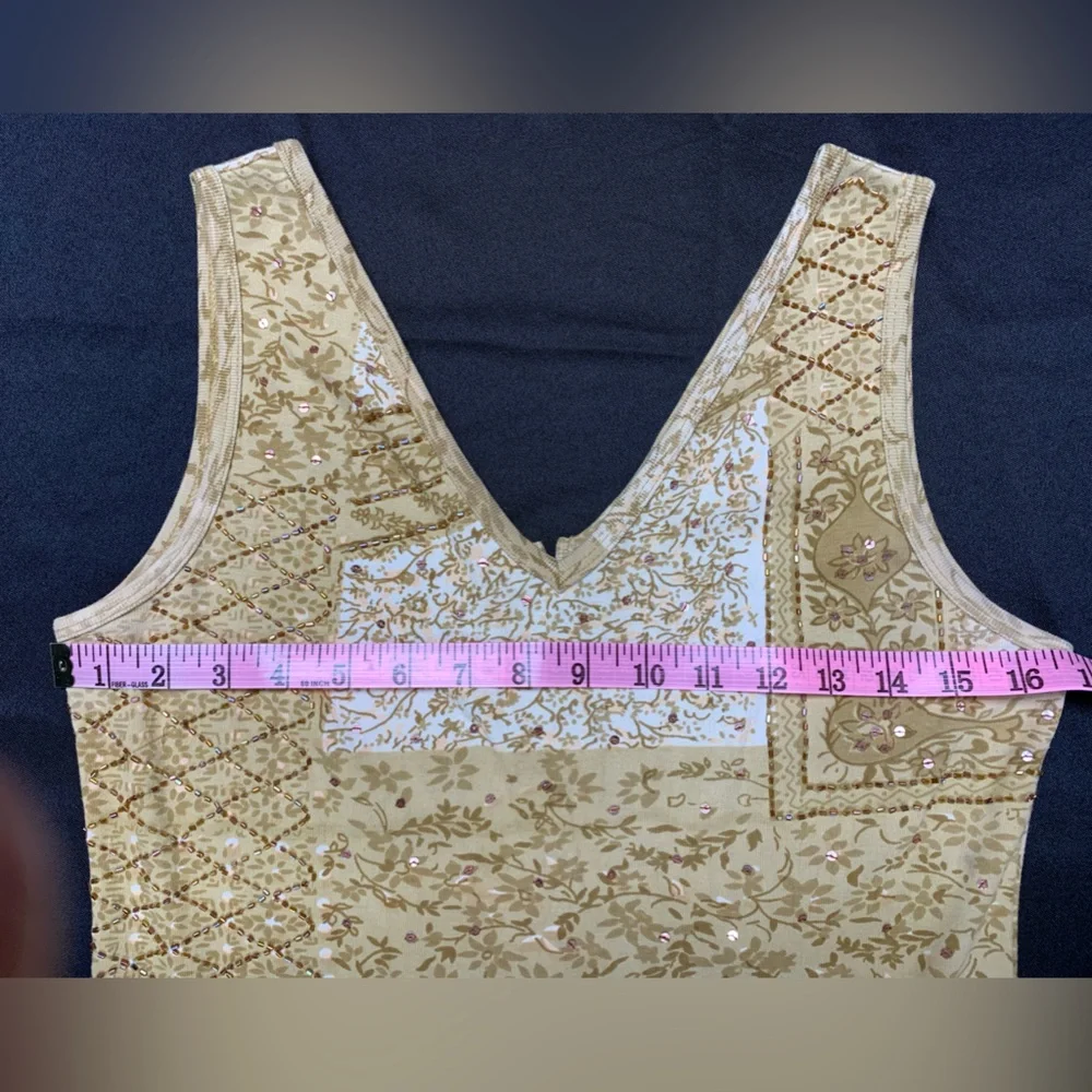 Nikky Mosaic dress with sequin and beaded patch patterns. Size M. - Picture 5 of 9